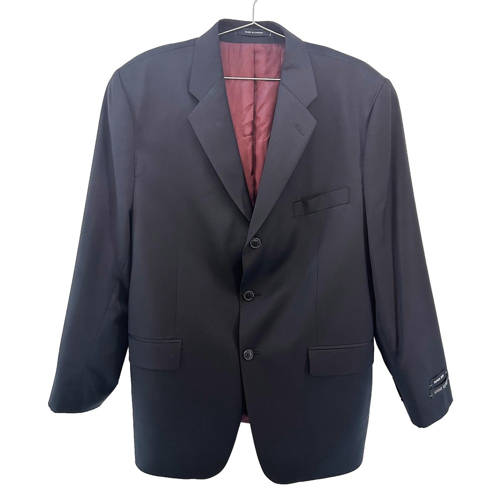 ANNE KLEIN Men's 100% Wool Single Breasted Blazer NWT • 44 Short‎ • black